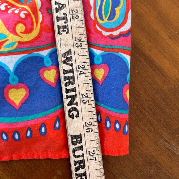 FIESTA COLORFUL SCOOP NECK TALBOTS BLOUSE COTTON FABRIC 3/4 SLEEVE - Picture 3 of 10